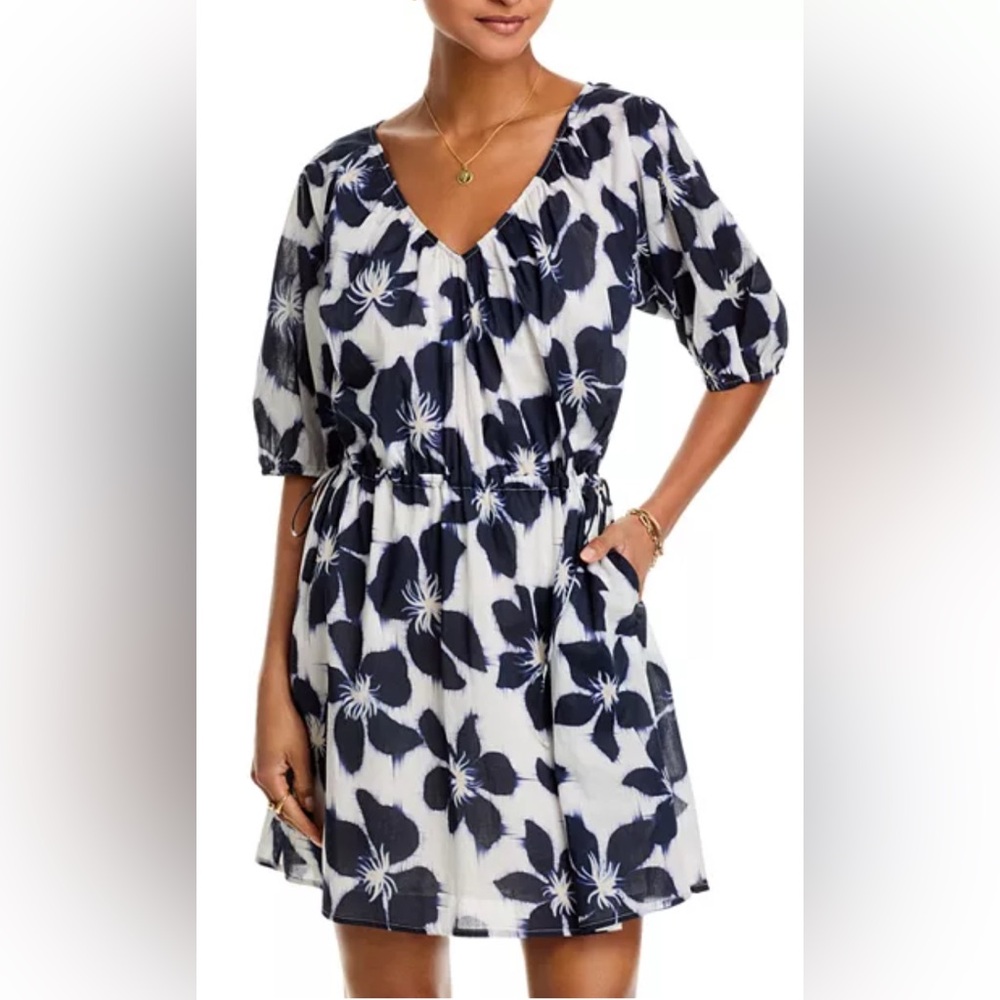 Velvet by Graham & Spencer Navy and White Floral Mini Dress